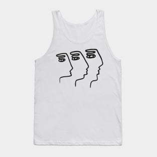 Abstract Faces Fingers Doodle One Line Art Tank Top